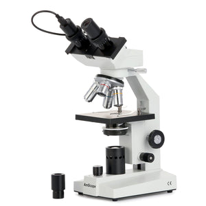 AmScope B100 Series Biological Binocular Compound Microscope 40X-2000X Magnification with LED and 2MP USB Digital Eyepiece Camera