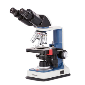 AmScope B120C-R Series USB-C Rechargeable Student Binocular Compound Microscope 40X-2500X Magnification with 3D Two-Layer Mechanical Stage, Achromatic Objectives, & LED illuminator