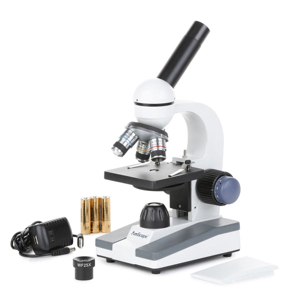 AmScopeM150SeriesPortableLEDMonocularStudentCompoundMicroscope40X-1000XMagnification