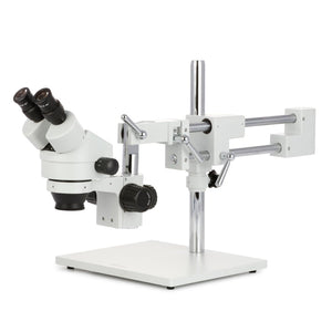 AmScope SM-4B Series Binocular Zoom Stereo Microscope 7X-45X Magnification on Double Arm Boom Stand