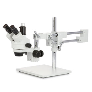 3.5X-180X Trinocular Stereo Zoom Microscope on Double Arm Boom Stand