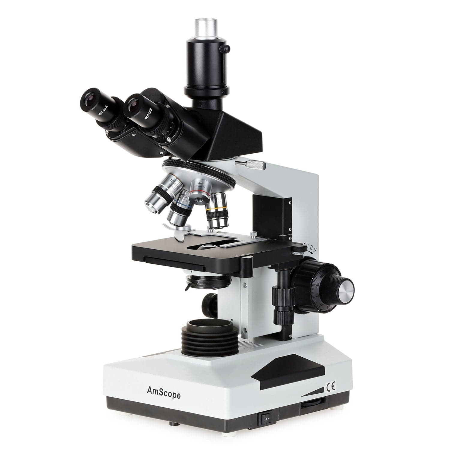 AmScope 490 Series Trinocular Compound Microscope 40X-2000X Magnification, 1.3MP USB 2.0 C-mount Camera