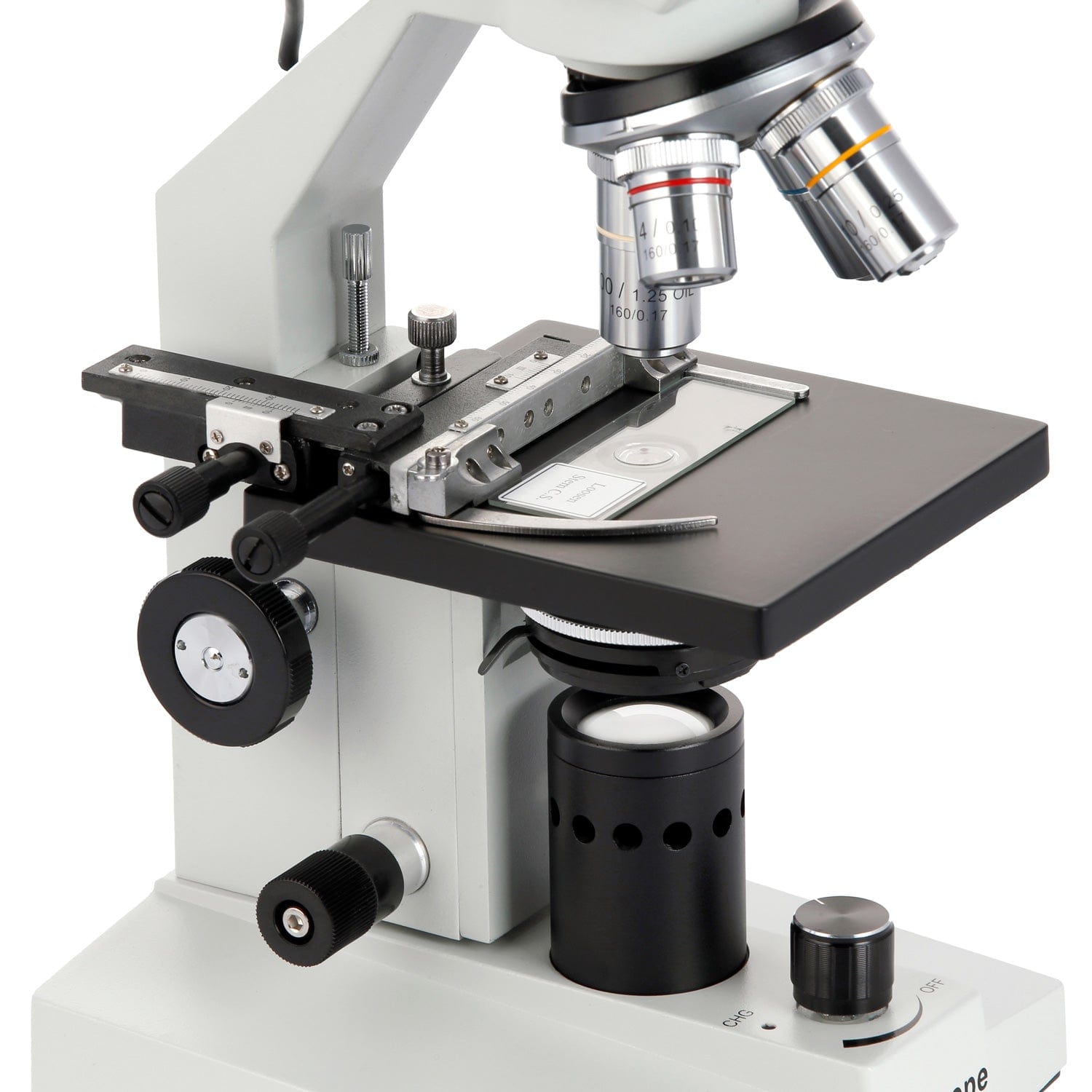 AmScope B100 Series Biological Binocular Compound Microscope 40X-1000X Magnification with LED and Mechanical Stage