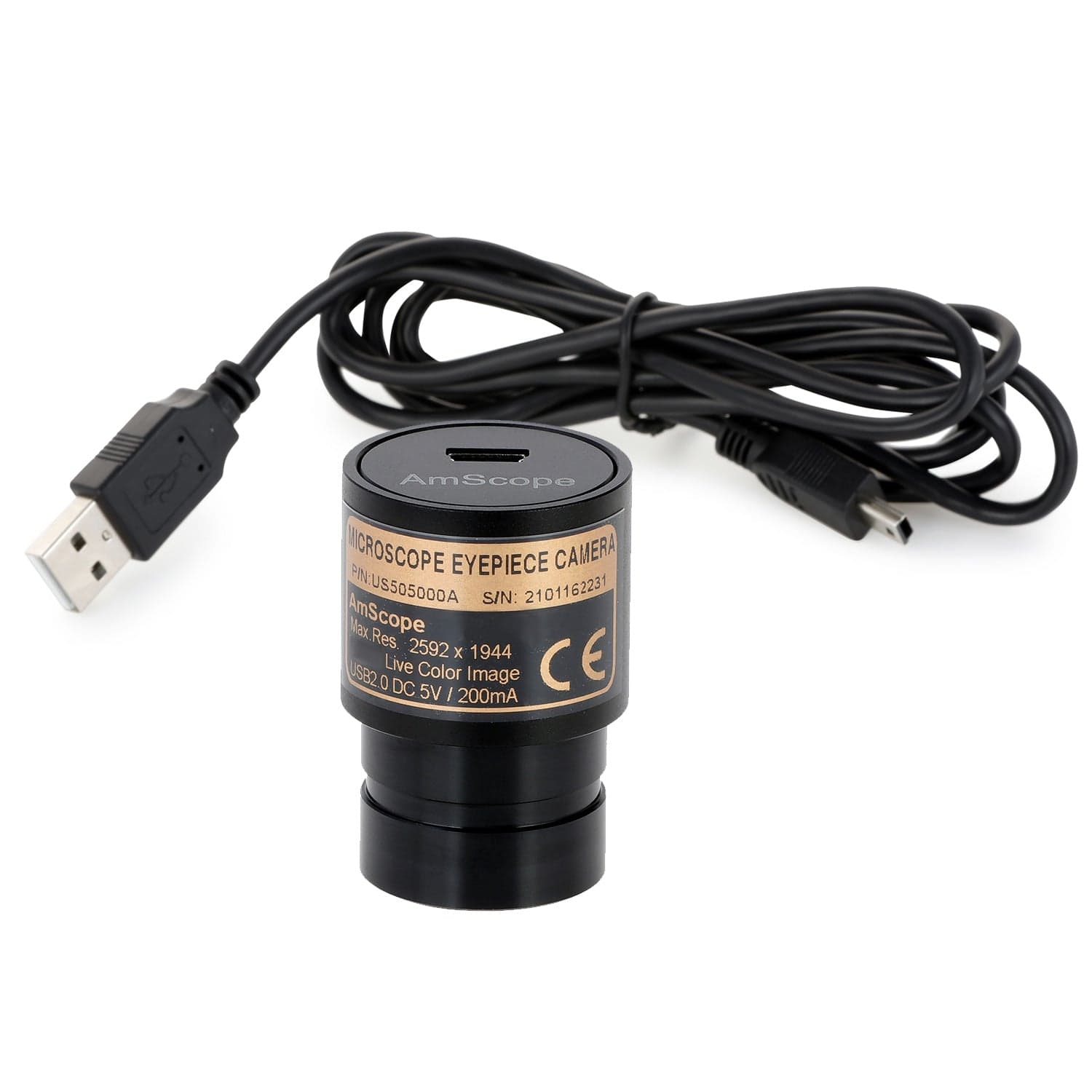 AmScope M150 Series Portable Student Monocular Compound Microscope 40X-1000X Magnification with LED and 1MP USB Eyepiece Camera