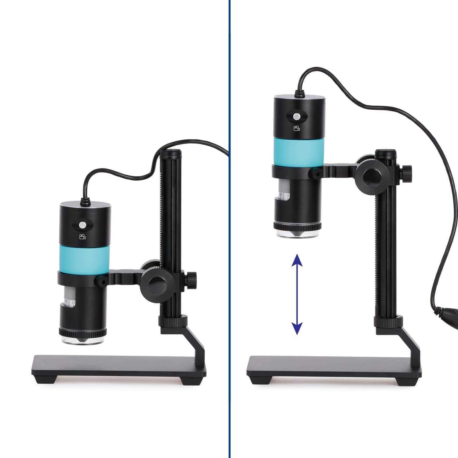 AmScope HHD Series 8.3 MP Professional Polarizing Handheld Digital USB Microscopes with 10X-280X Magnification, LED Ring Illuminator, and Table Stand