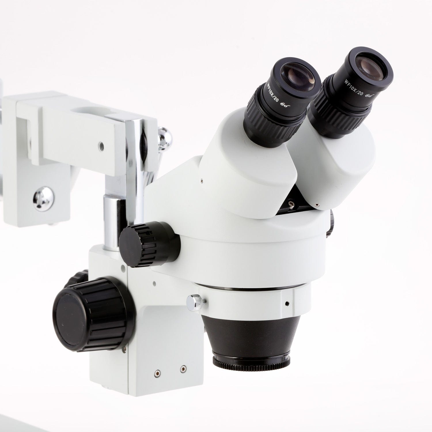 AmScope SM-4 Series Zoom Binocular Stereo Microscope 7X-45X Magnification with 144 LED Compact Ring Light on Double Arm Boom Stand