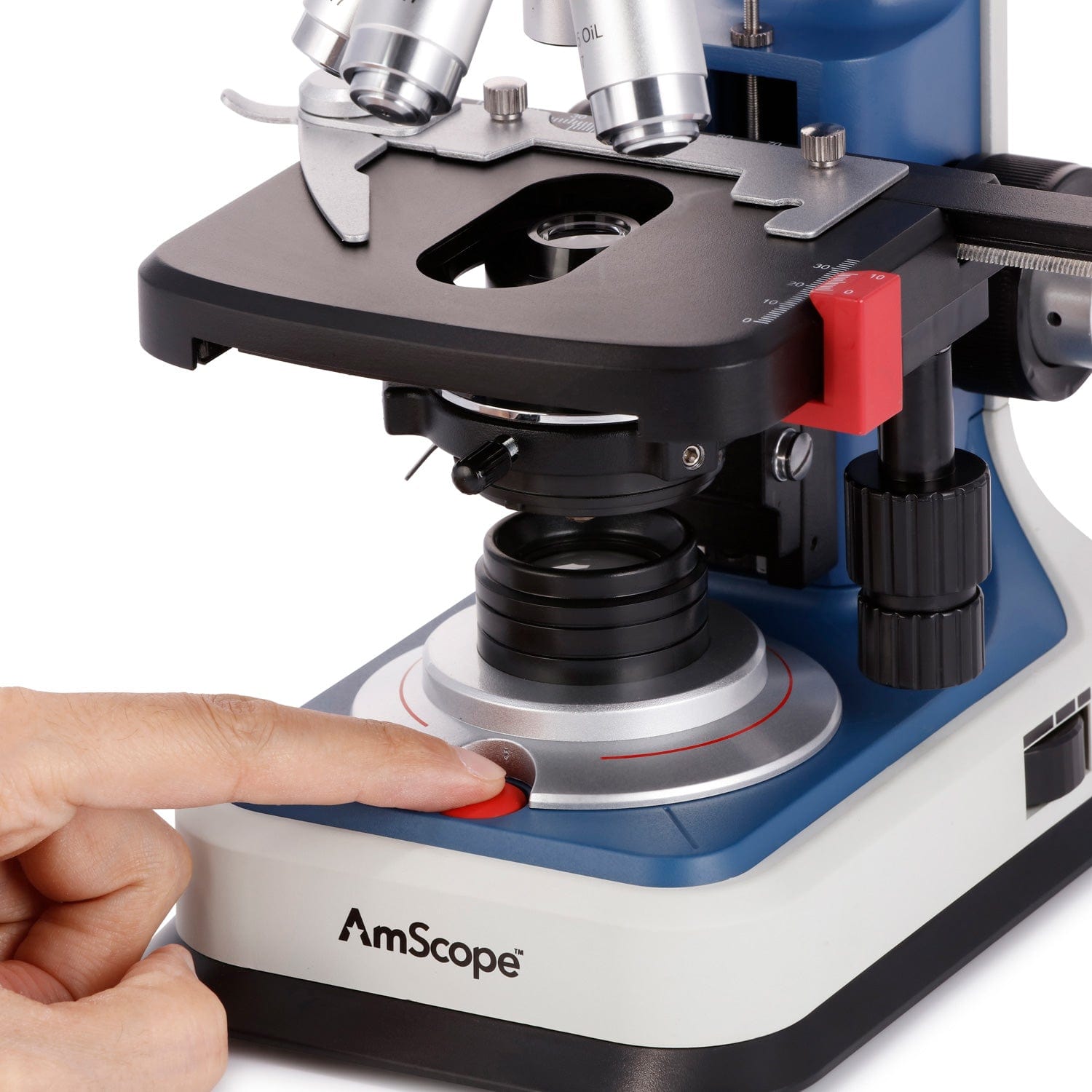 AmScope B120C-R Series USB-C Rechargeable Student Binocular Compound Microscope 40X-2500X Magnification with 3D Two-Layer Mechanical Stage, Achromatic Objectives, & LED illuminator