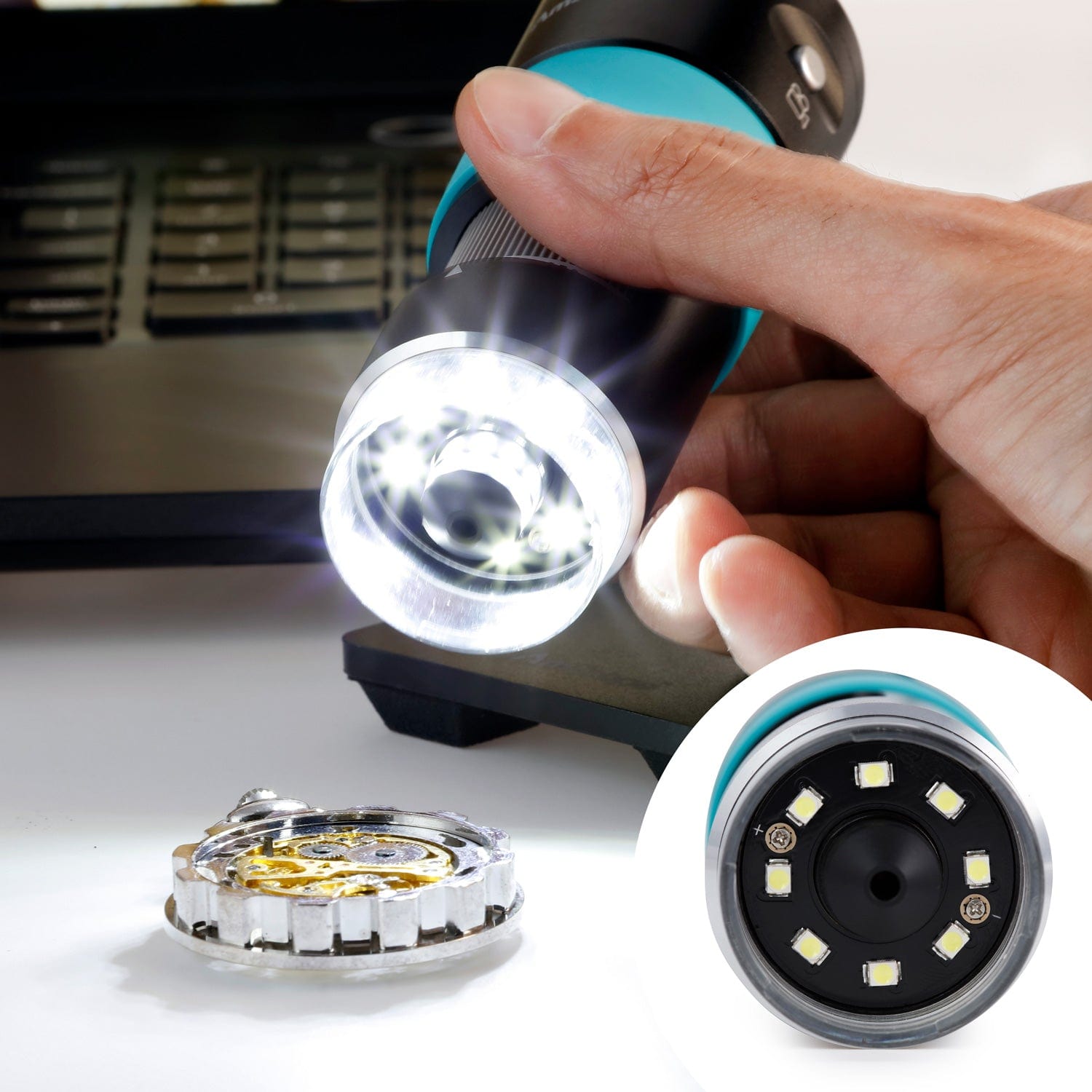 AmScope HHD Series 8.3 MP Professional Polarizing Handheld Digital USB Microscopes with 10X-280X Magnification, LED Ring Illuminator, and Table Stand