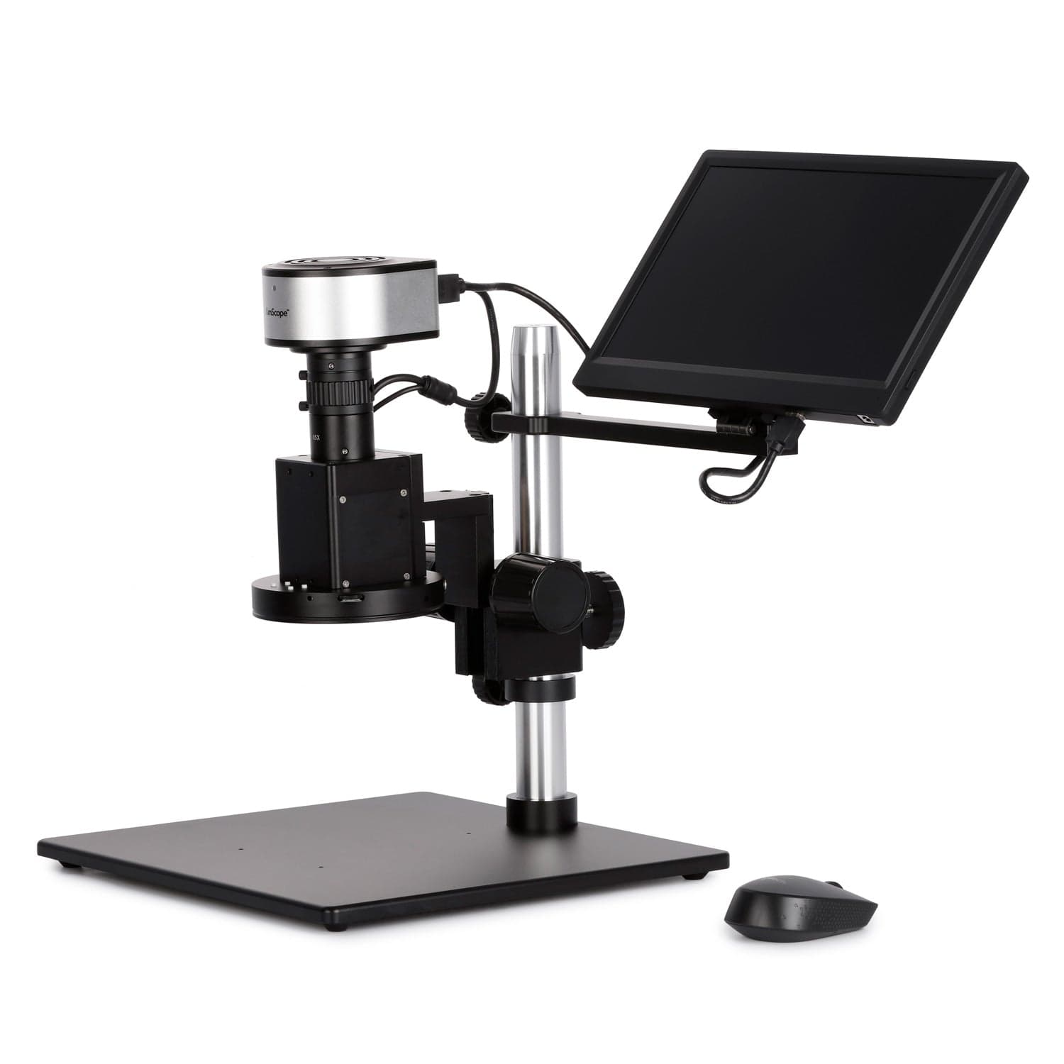 AmScope DM650 Series Digital Video Inspection Digital Microscope HD 0.6X-5X Magnification on Table Stand with Smart Motorized Auto-Zoom + 11.6" HD Monitor