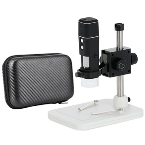 Bundle Savings! AmScope HHD Series 2.0MP Wi-Fi & USB Handheld Microscope 50X-1000X Magnification on Table Stand with LED Illumination