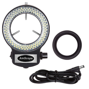 144 LED Intensity-adjustable Ring Light for Stereo Microscopes with Black Housing