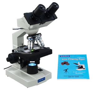 OMAX 40-2000X Binocular LED Compound Microscope + Lens Cleaning Paper