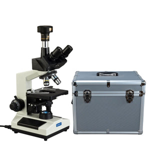 OMAX 40X-2500X Phase Contrast Compound LED Microscope+9MP Camera+Carrying Case