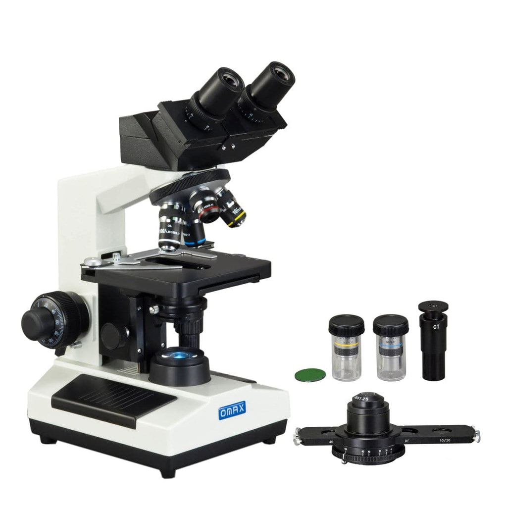 OMAX 40X-2500X Compound LED Microscope Phase Contrast Darkfield with 3 ...