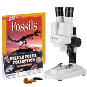 Bundle Savings! IQCrew By AmScope Kid's SE100 Series Portable Battery-Powered Stereo Microscope 20X Magnification with LED Light