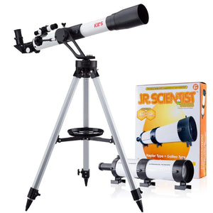 Holiday Savings! AmScope 35X-350X Magnification 700x60mm Focal Length Kid's Refractor Telescope with Tripod and Azimuth Mount + BONUS Telescope Kit and Booklet