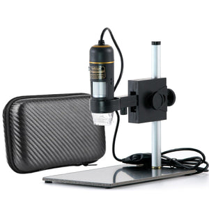 Holiday Savings! AmScope UTP Series 0.3MP USB Handheld Digital Microscope 10X-200X Magnification with LED Illumination and Stand + BONUS Carrying Case