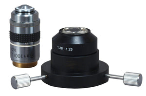 OMAX Advanced Oil Darkfield Condenser - 100X Plan Iris Objective for Microscopes