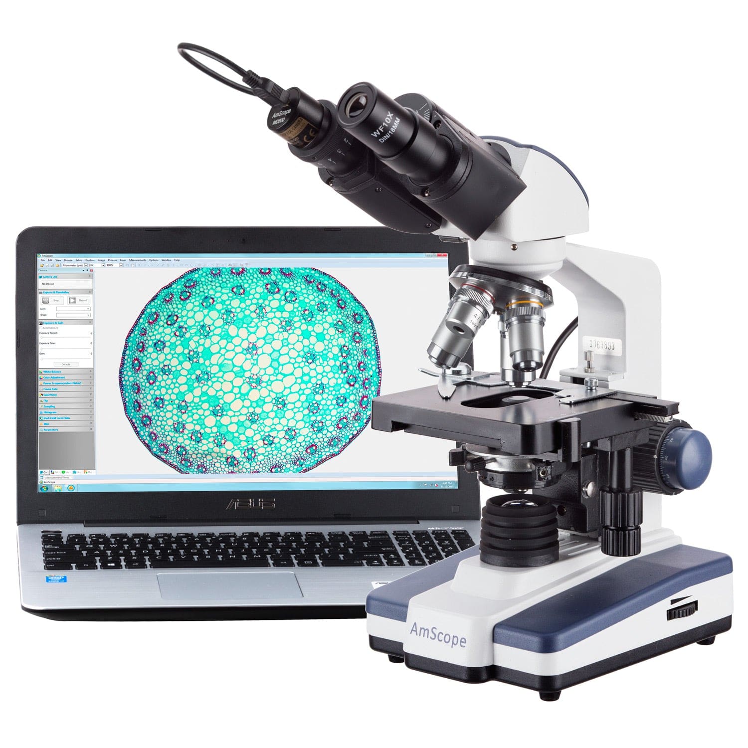 AmScope B120 Series Binocular Compound Microscope 40X-2000X Magnification with LED, Siedentopf Head and 50 Blank Slides