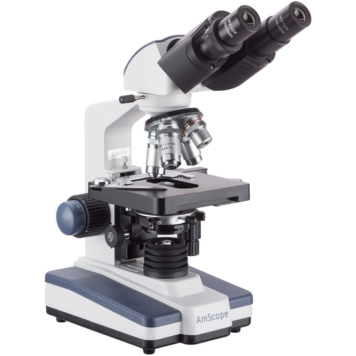 AmScope B120 Series Student & Professional LED Binocular Compound Microscope w/Siedentopf Head, 3D Mechanical Stage & Optional Digital Camera