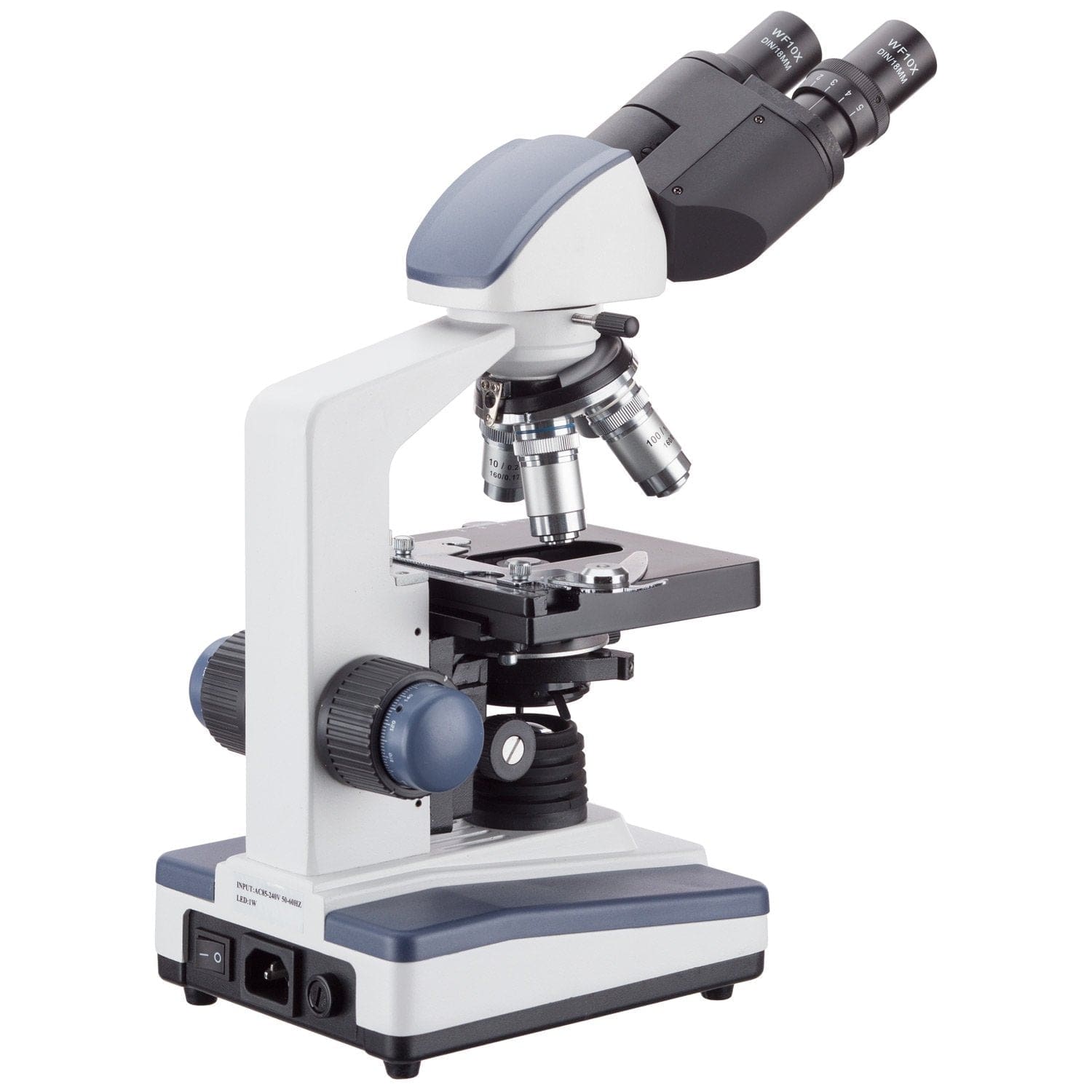 AmScope B120 Series Student & Professional LED Binocular Compound Microscope w/Siedentopf Head, 3D Mechanical Stage & Optional Digital Camera