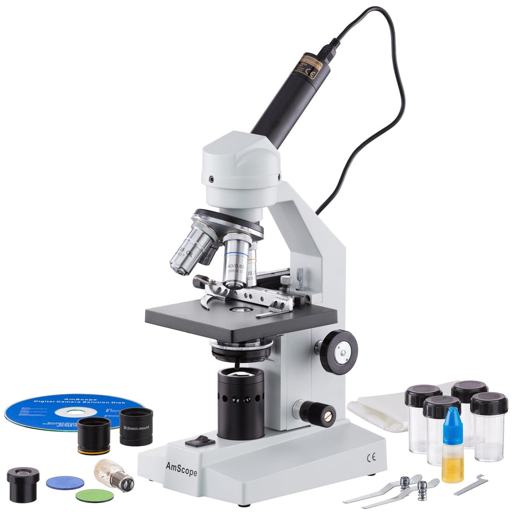 Amscope Mircroscope AmScope M500C-MS-E Digital Enabled Monocular Biological Microscope Dig ...