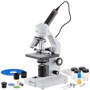 40X-2500X Monocular Biological Compound Microscope + Mechanical Stage + USB Digital Eyepiece Camera