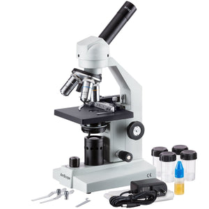 40X-2500X Monocular LED Student Microscope w/ Mechanical Caliper