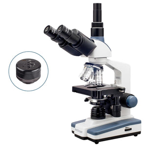 40X-2500X LED Lab Trinocular Compound Microscope w 3D Two-Layer Mechanical Stage & HD Recording Camera