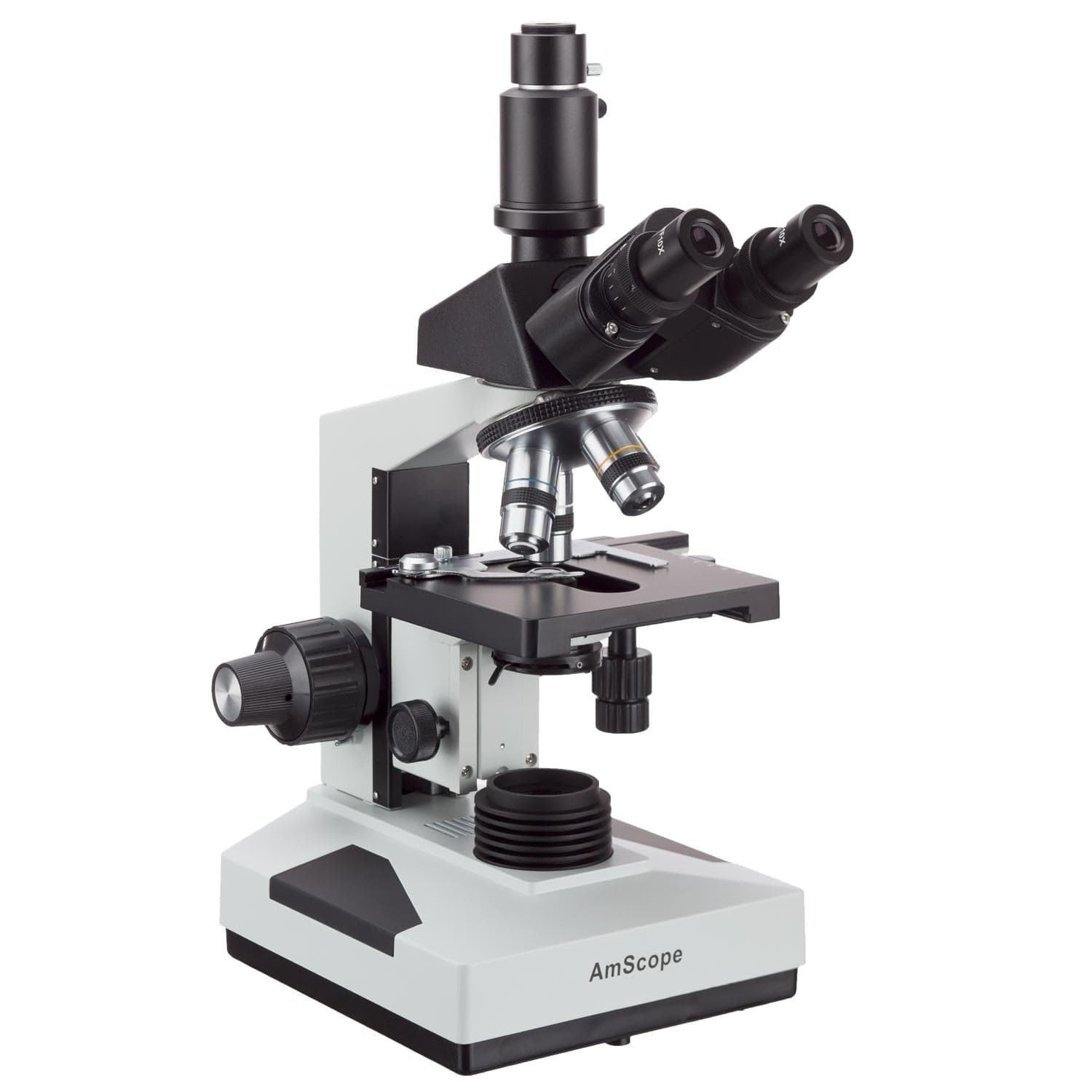 AmScope 490 Series Trinocular Compound Microscope 40X-2000X Magnification, 1.3MP USB 2.0 C-mount Camera