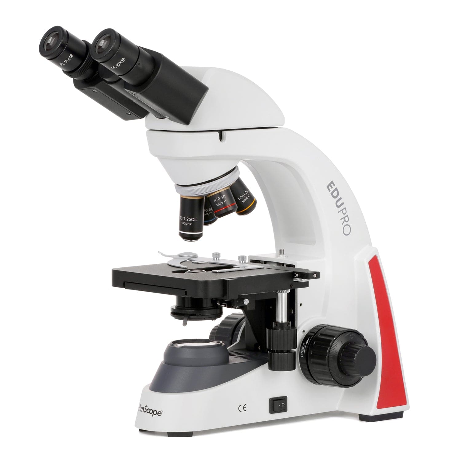 AmScope EduPro EDU550 Series Binocular Compound Microscope with 2-layer mechanical stage and 3W LED illumination
