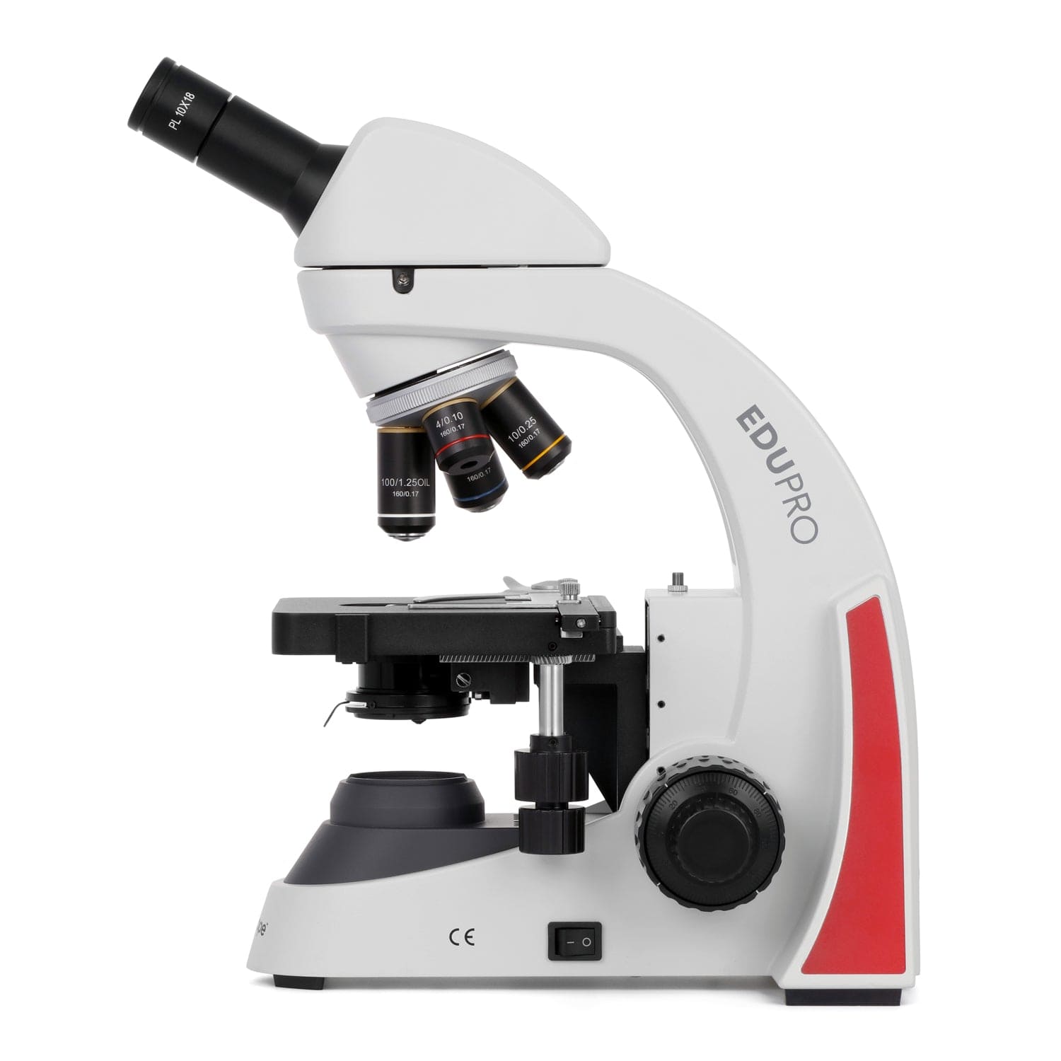 AmScope EduPro EDU550 Series Monocular Compound Microscope with 2-layer mechanical stage and 3W LED illumination