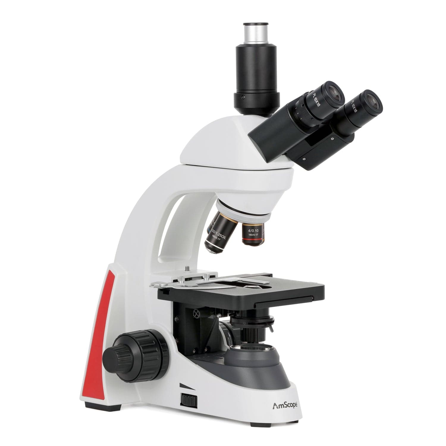 AmScope EduPro EDU550 Series Trinocular Compound Microscope with 2-layer mechanical stage and 3W LED illumination