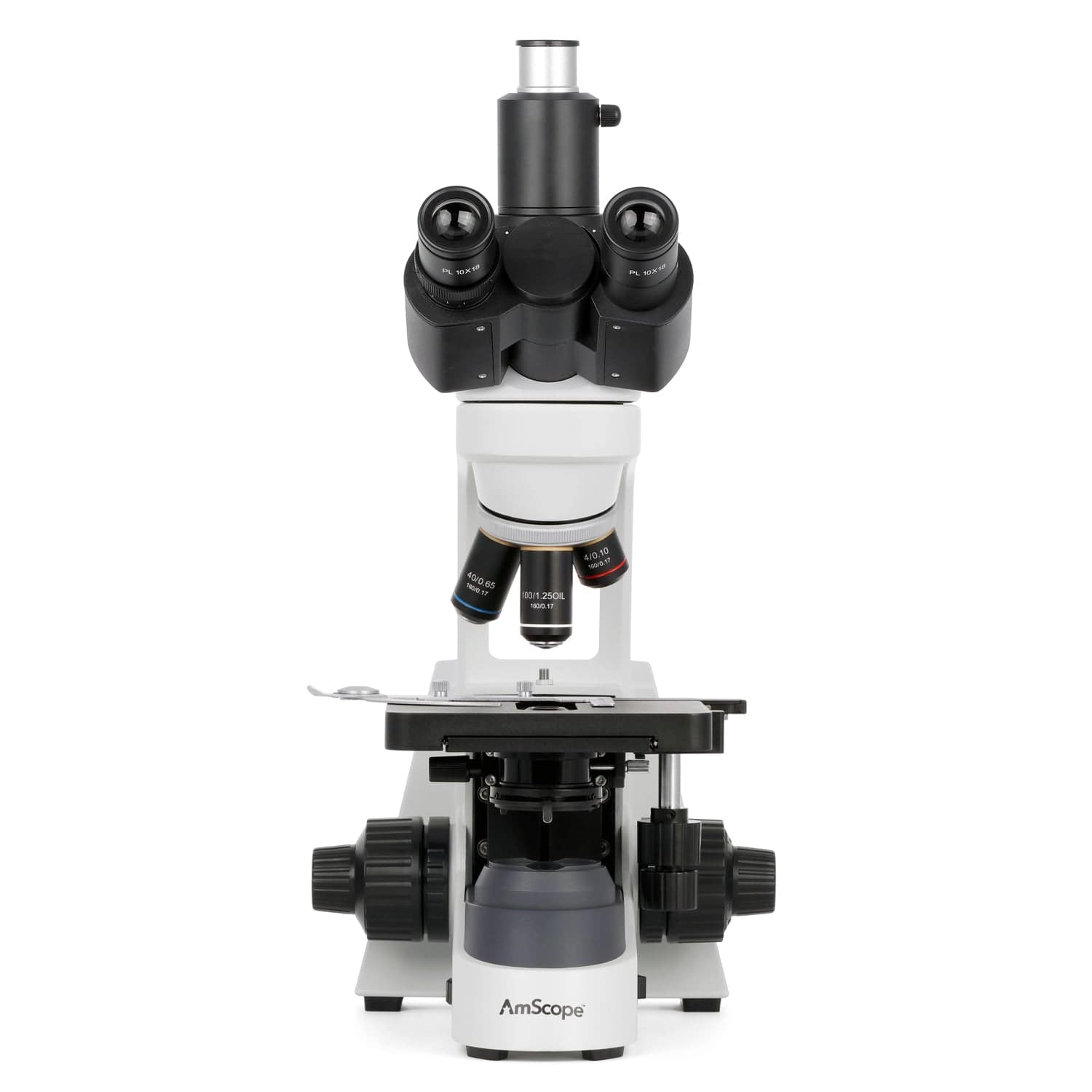 AmScope EduPro EDU550 Series Trinocular Compound Microscope with 2-layer mechanical stage and 3W LED illumination