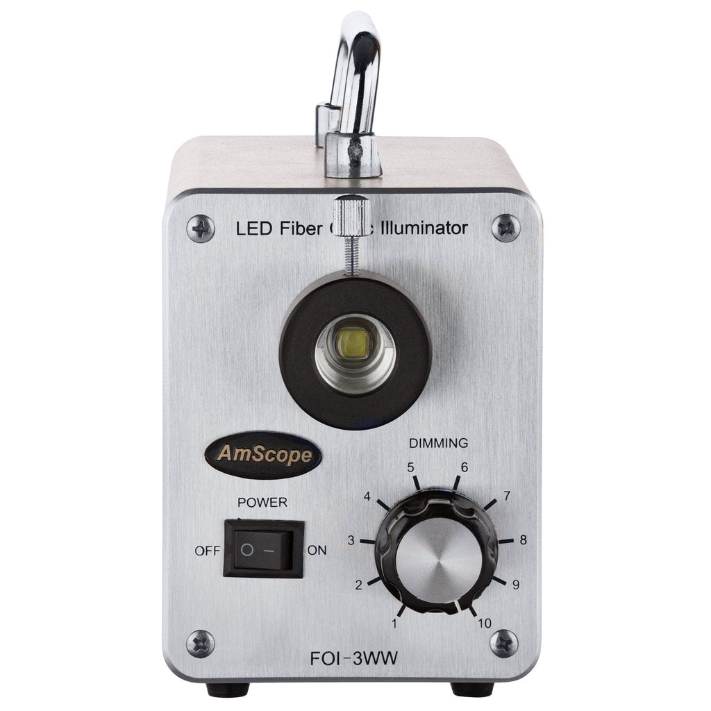 AmScope 30W LED Fiber Optic Single Gooseneck Light Microscope Illumina ...