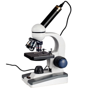 40X-1000X Portable LED Monocular Student Microscope + 3MP USB Eyepiece Camera