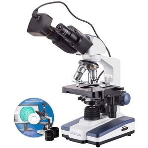 40X-2500X LED Lab Binocular Compound Microscope w/ 1.3MP Digital Camera and 3D Stage