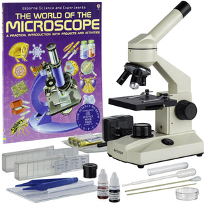 40X-1000X LED Field Microscope + Slide Preparation Kit & Book
