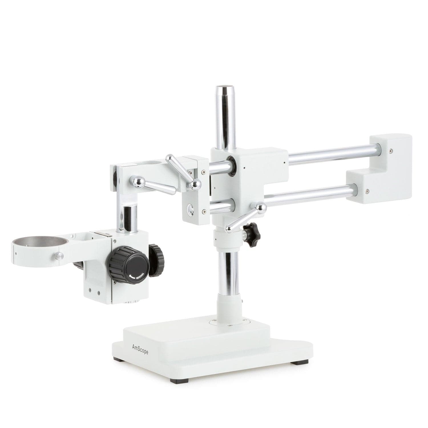 AmScope SM-4B Series Binocular Zoom Stereo Microscope 7X-90X Magnification with 80 LED Compact Ring Light on Double Arm Boom Stand