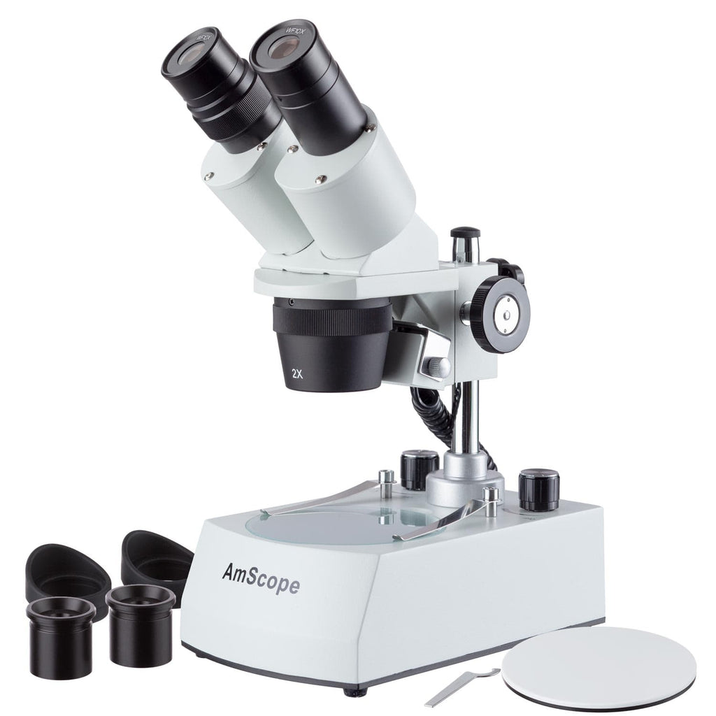 AmScope SE306R-PZ-LED Binocular Stereo Microscope on a Pillar Stand ...