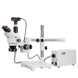 3.5X-180X Trinocular Stereo Zoom Microscope with a Fiber Optic Ring Light and 10MP Camera
