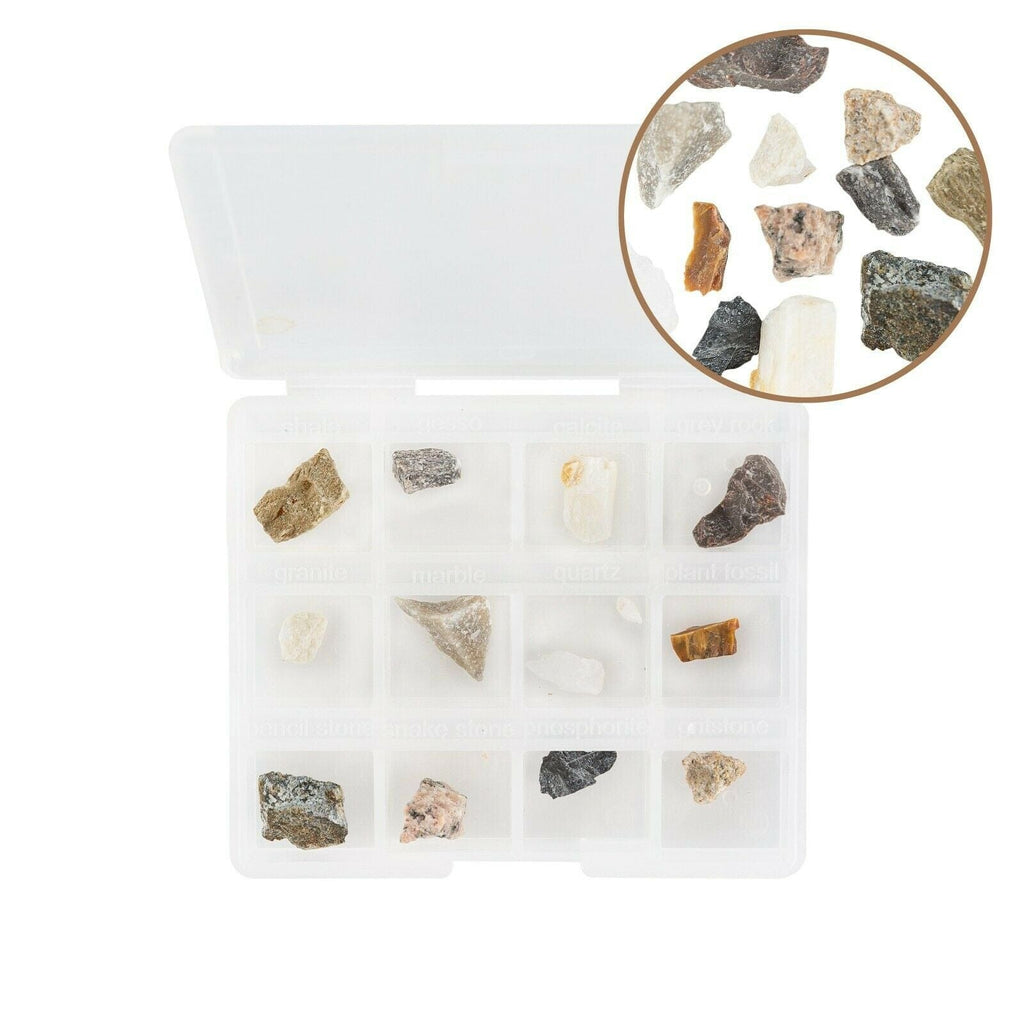 AmScope 12 Piece Mini Mineral Rock Specimen Kit for Microscopes ...