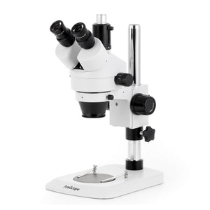 3.5X-180X Trinocular Industrial Inspection Zoom Stereo Microscope w/64 LED Compact Ring Light and 20MP USB 3.0 C-mount Camera on Pillar Stand with Small Base