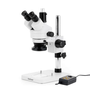 3.5X-45X Trinocular Stereo Zoom Microscope w/Multi-Zone 144 LED and 10MP USB 2.0 C-mount Camera on Pillar Stand