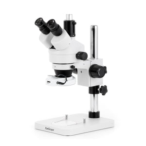 AmScope SM-1T Series Trinocular Zoom Stereo Microscope 3.5X-180X Magnification with 144 LED Compact Ring Light and 18MP USB 3.0 C-mount Camera on Pillar Stand
