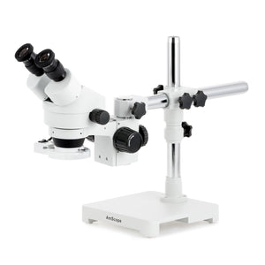 3.5X-45X Binocular Stereo Zoom Microscope w/8W Fluorescent Ring Light on Single Arm Boom Stand