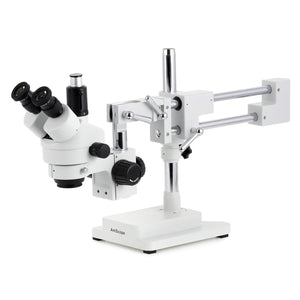 3.5X-180X Trinocular Stereo Zoom Microscope on Double Arm Boom Stand