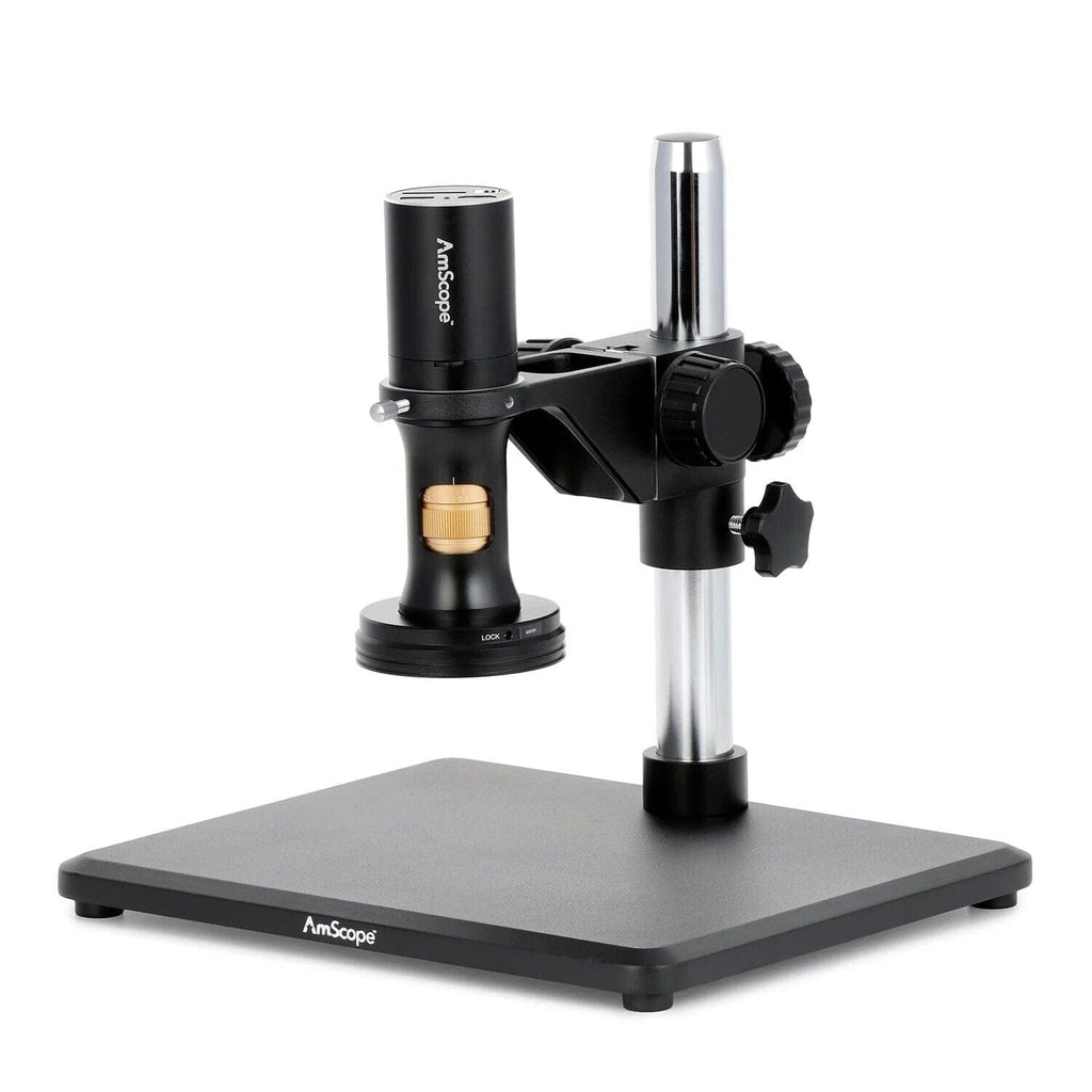 AmScope DM756 Series 1080p HDMI All-in-One Digital Microscope 0.35X-11.2X Magnification with Zoom Optics on Table Stand