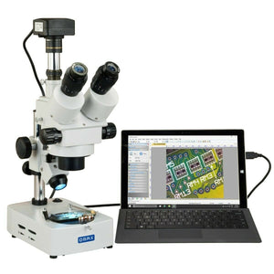 OMAX 3.5X-90X Trinocular Zoom Stereo Microscope 2-Halogen Lights+5MP USB3 Camera