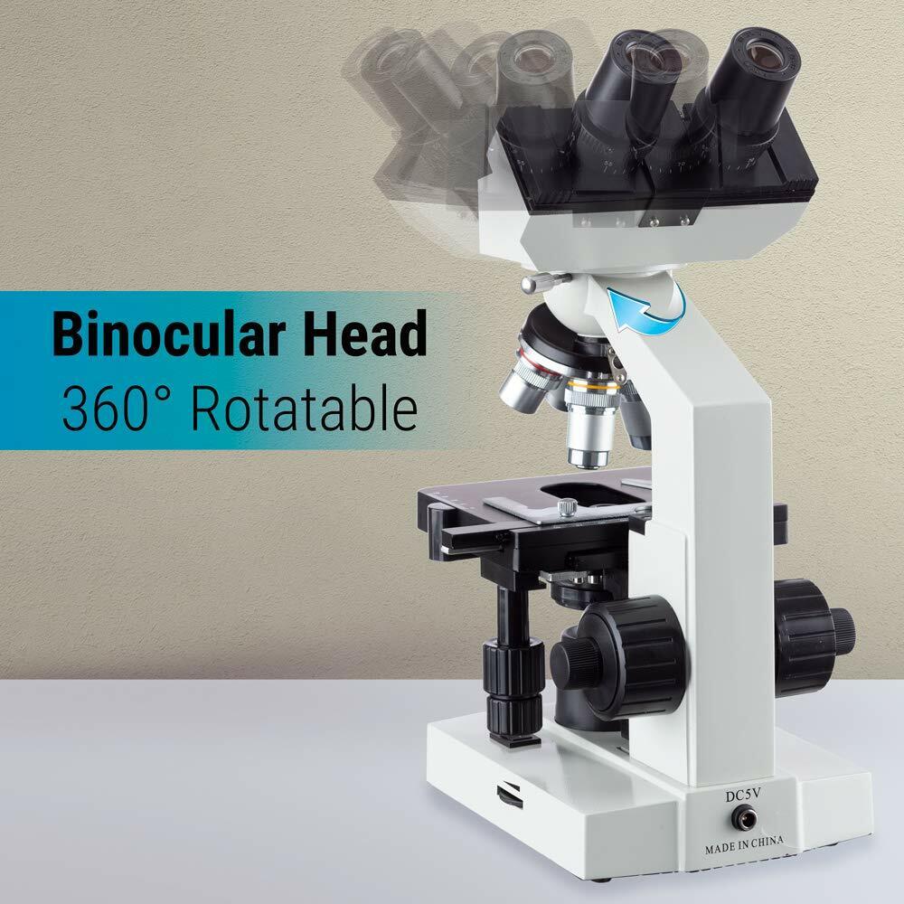 AmScope T390B-5M 40X-2000X Trinocular Compound Microscope With 5MP USB Camera – Halogen, Brightfield